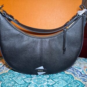 Fossil Shae Small Black Leather Hobo
